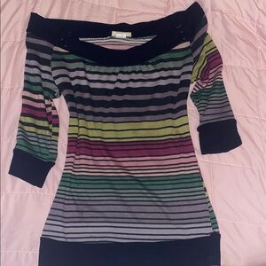 Whimsical Multicolored Off The Shoulder y2k Shirt